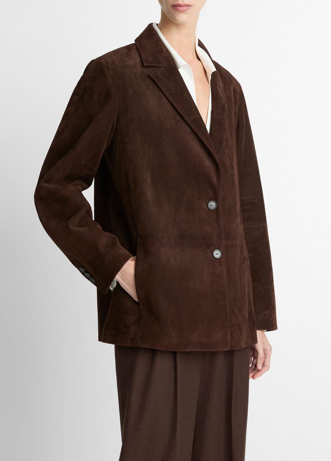 Suede Blazer in Blazers - CHOCOLATE