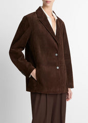 Suede Blazer in Blazers - CHOCOLATE