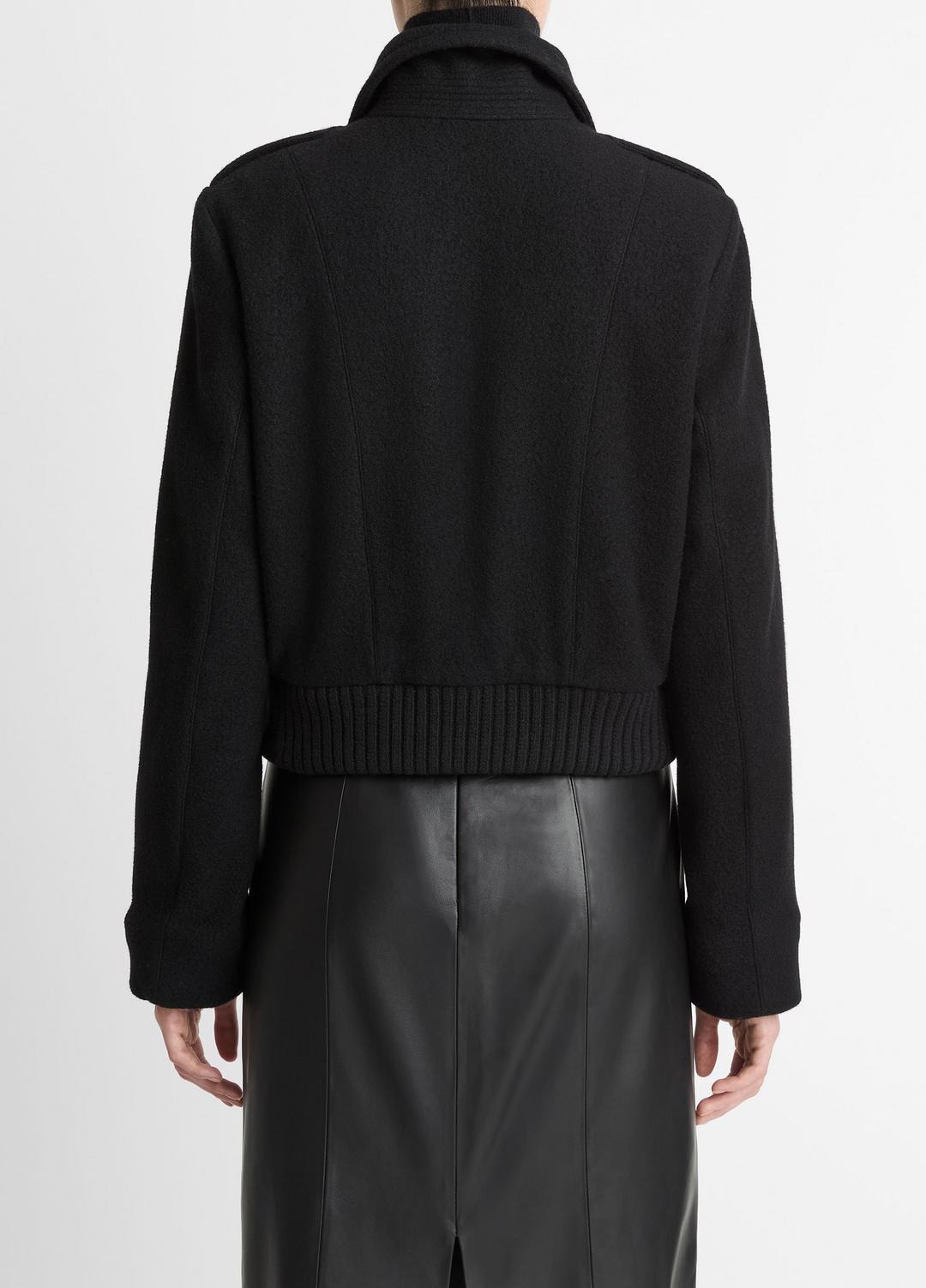 Italian Wool-Blend Cropped Jacket in Jackets - BLACK