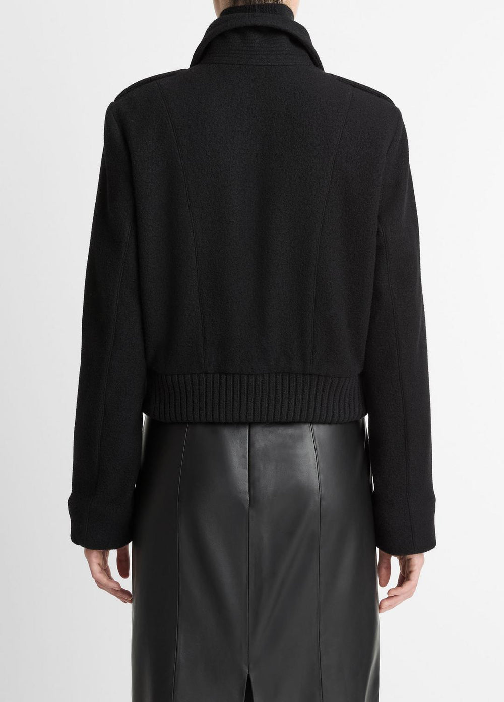 Italian Wool-Blend Cropped Jacket in Jackets - BLACK