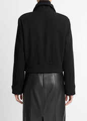 Italian Wool-Blend Cropped Jacket in Jackets - BLACK