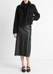 Italian Wool-Blend Cropped Jacket in Jackets - BLACK