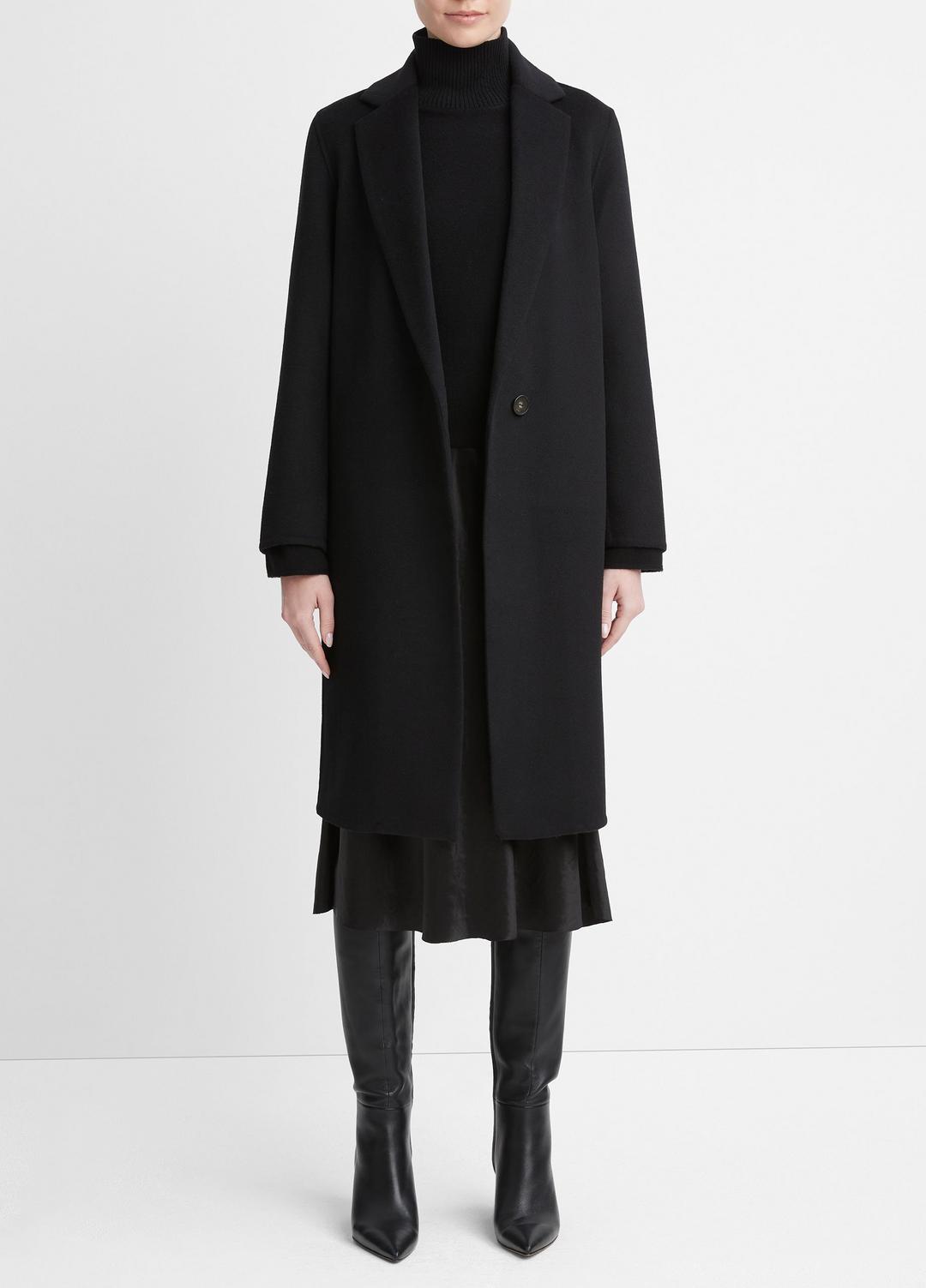 Classic Wool-Blend Straight Coat in Coats - BLACK