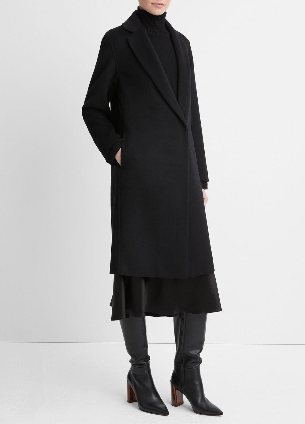 Classic Wool-Blend Straight Coat in Coats - BLACK