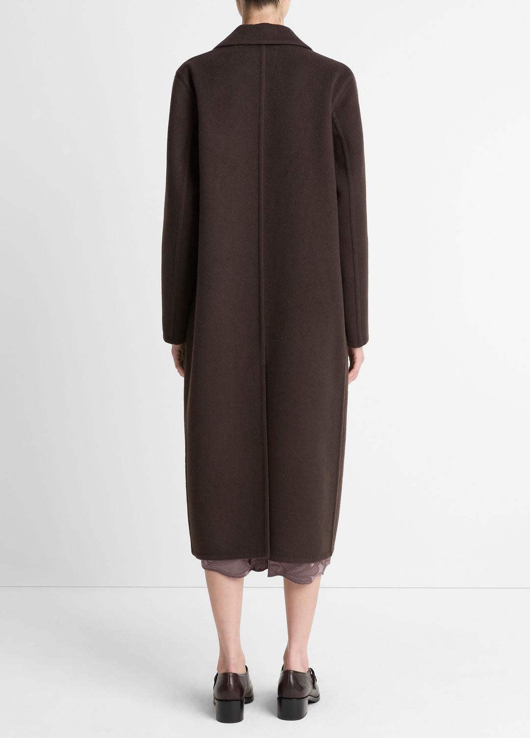 Wool-Blend Double-Breasted Long Coat in Coats - DEEP ESPRESSO