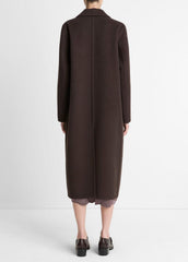 Wool-Blend Double-Breasted Long Coat in Coats - DEEP ESPRESSO