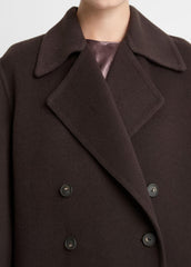 Wool-Blend Double-Breasted Long Coat in Coats - DEEP ESPRESSO