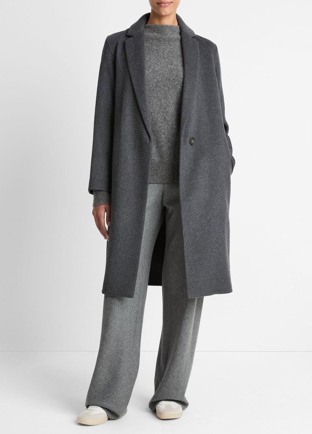Classic Wool-Blend Straight Coat in Coats - CHARCOAL