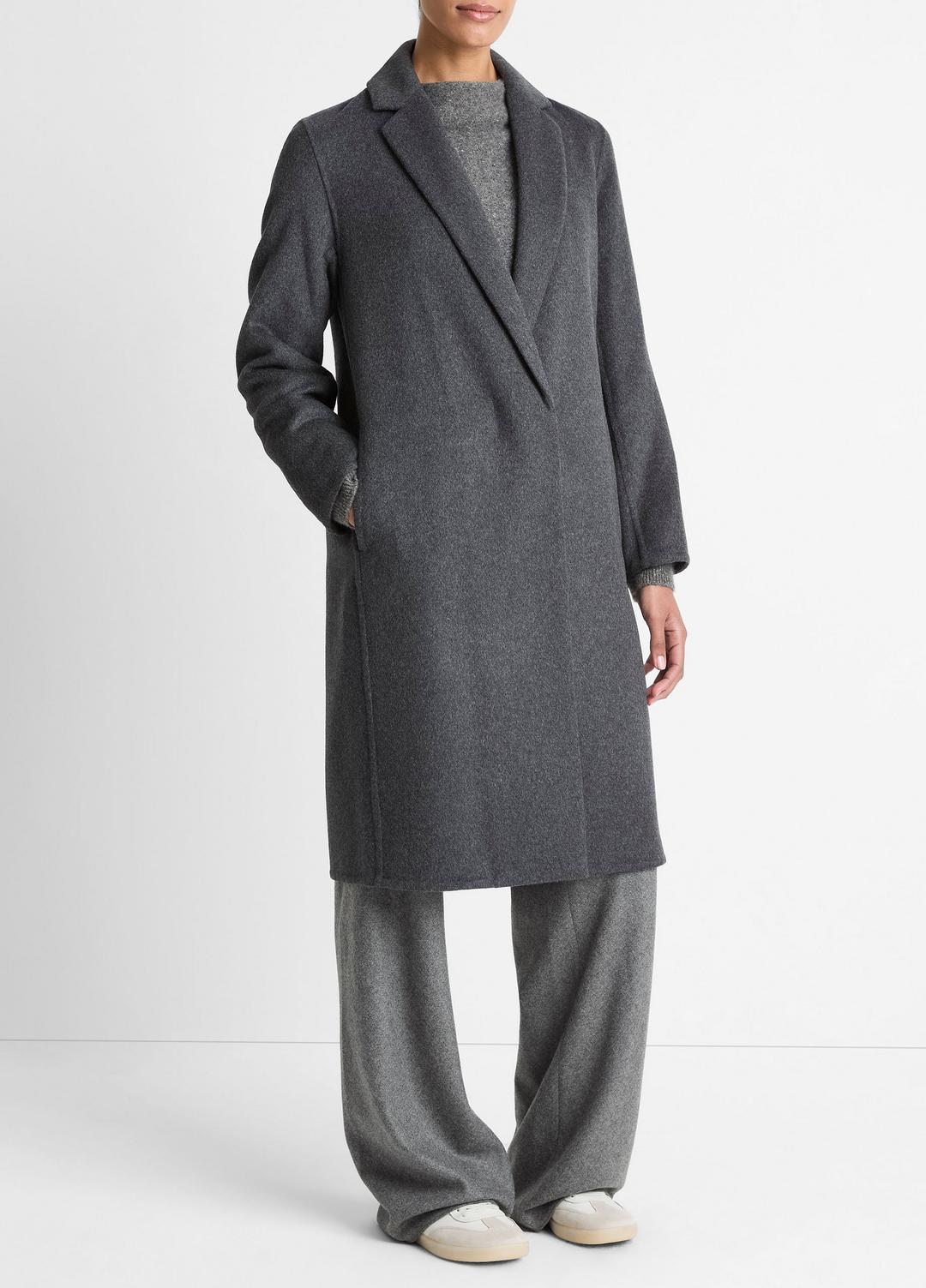Classic Wool-Blend Straight Coat in Coats - CHARCOAL