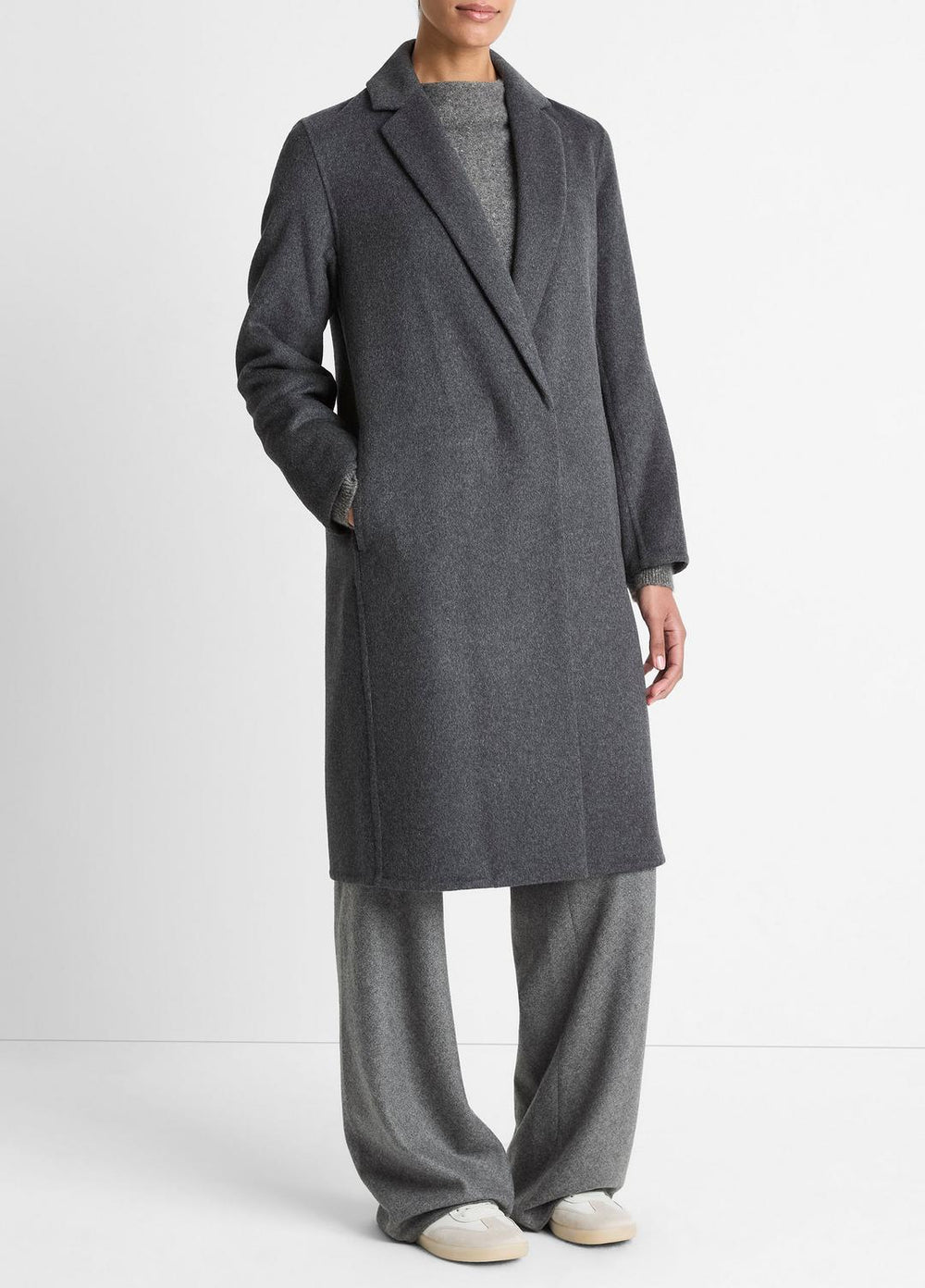 Classic Wool-Blend Straight Coat in Coats - CHARCOAL