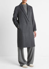 Classic Wool-Blend Straight Coat in Coats - CHARCOAL