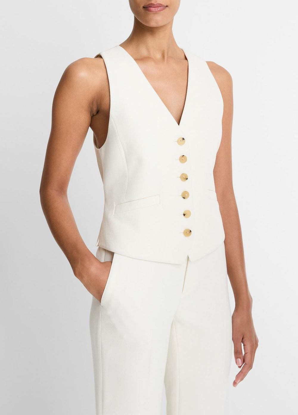 Sculptural Fitted Vest in Vests - OFF WHITE