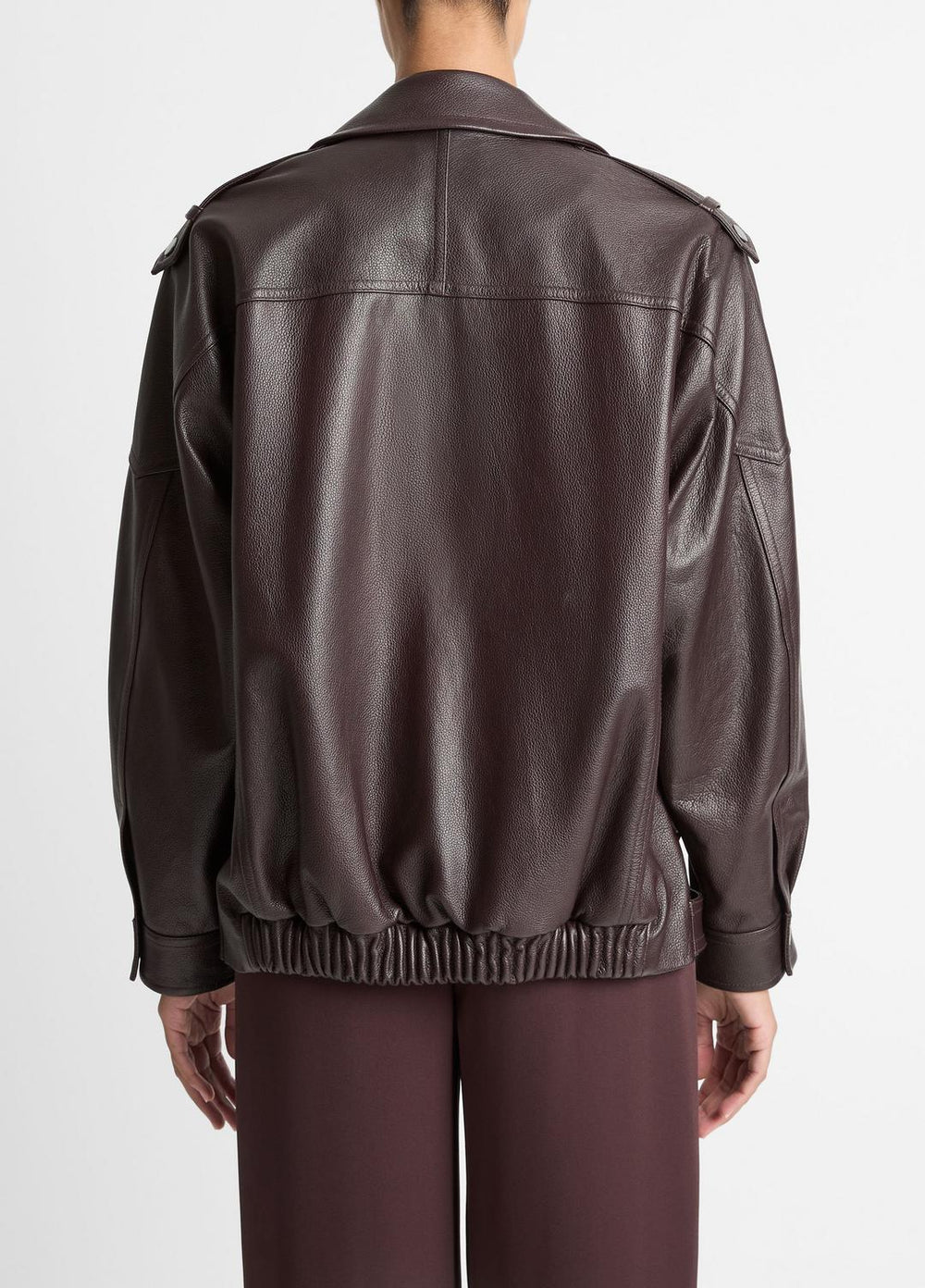 Leather Oversized Biker Jacket in Jackets - DARK FIG