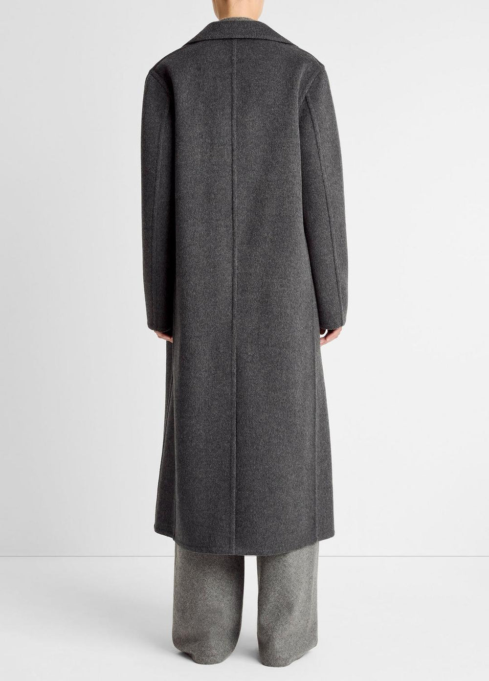 Wool-Blend Double-Breasted Long Coat in Coats - CHARCOAL
