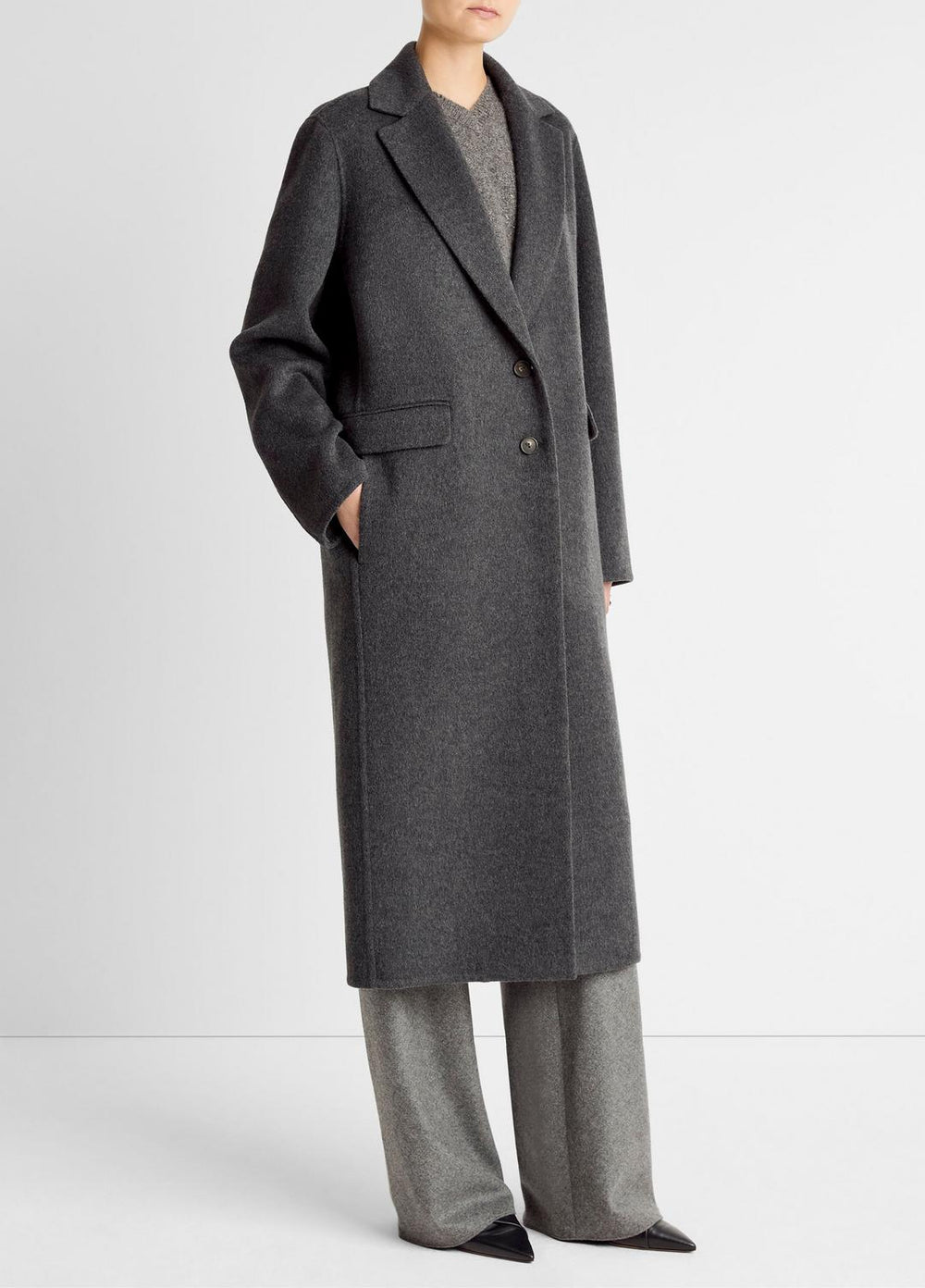 Wool-Blend Single-Breasted Coat in Coats - CHARCOAL