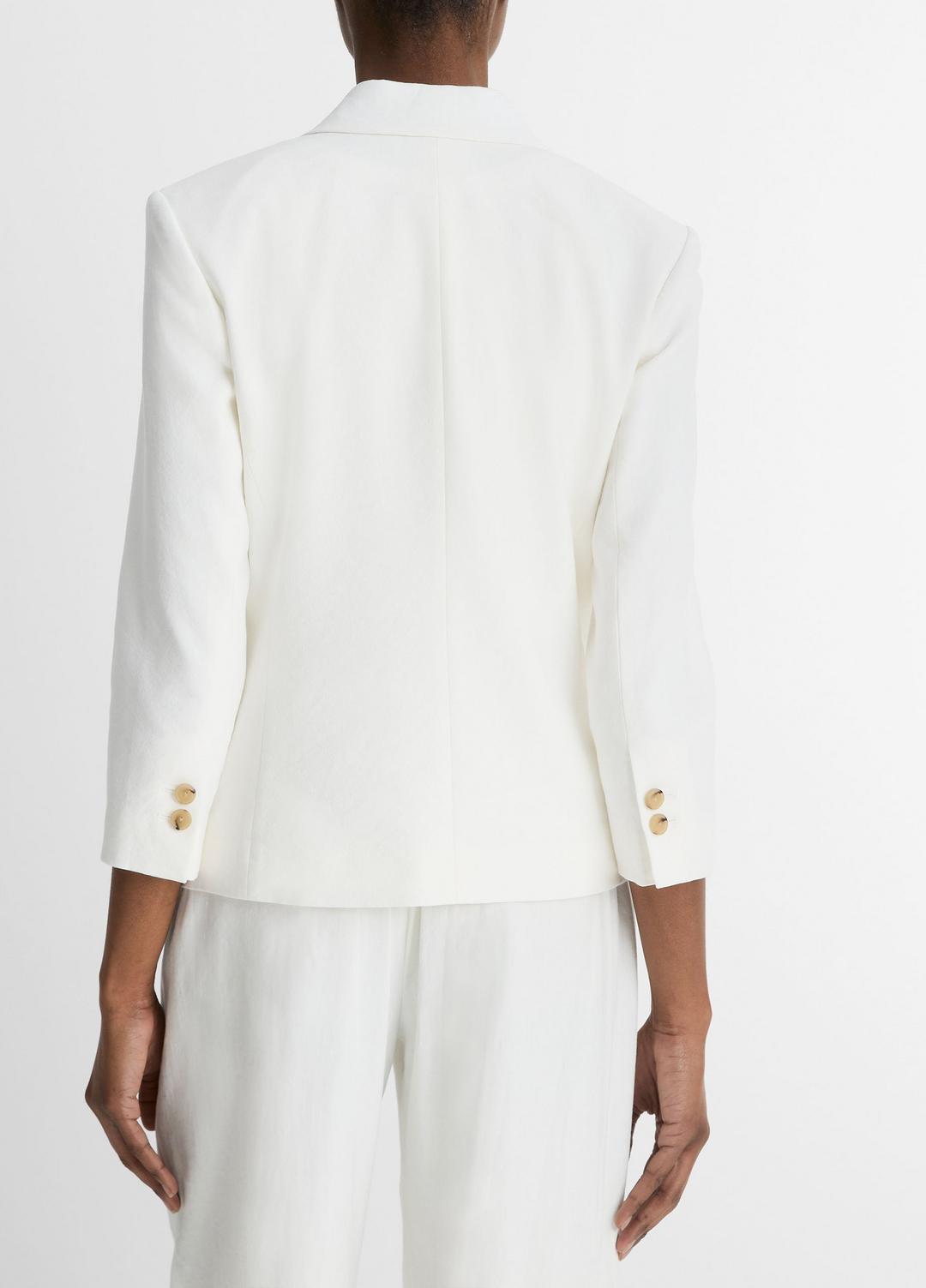 Linen-Blend Shrunken Blazer in Blazers - OFF WHITE