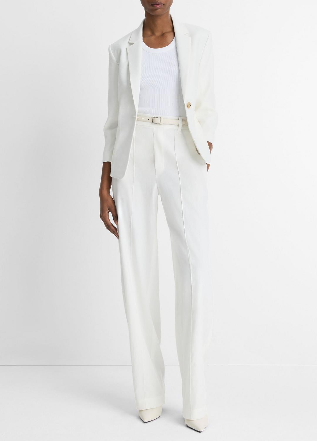 Linen-Blend Shrunken Blazer in Blazers - OFF WHITE