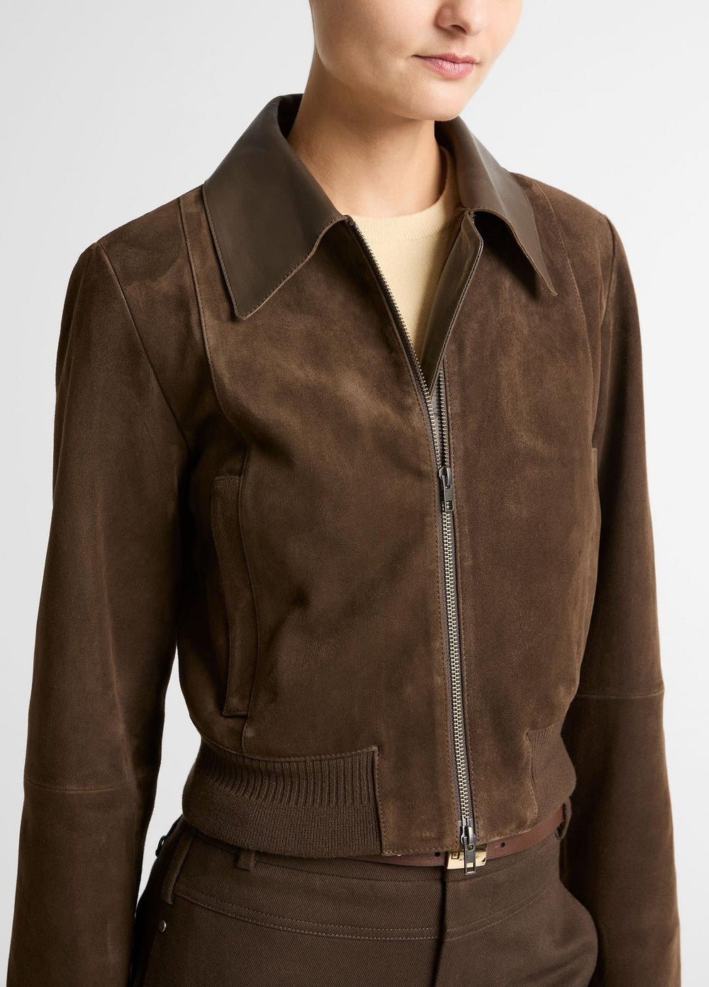 Suede Shrunken Bomber Jacket  in Jackets - WILLOW