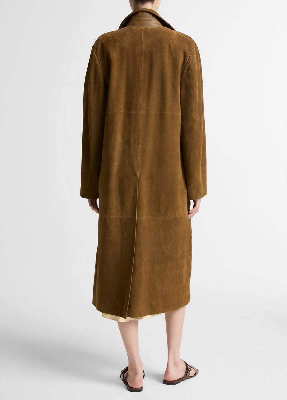 Suede Long Coat in Coats - WOOD MOSS