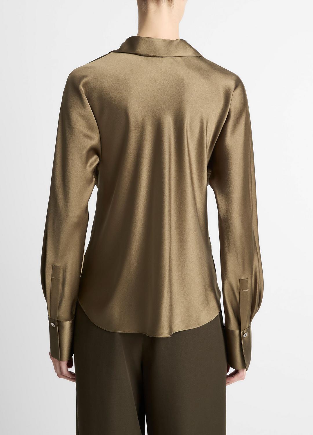 Silk Bias Long-Sleeve Blouse in Long Sleeve - CYPRESS