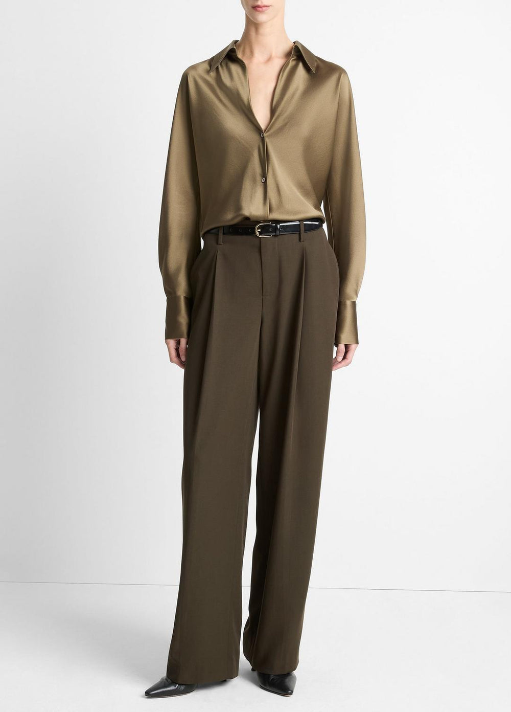 Silk Bias Long-Sleeve Blouse in Long Sleeve - CYPRESS