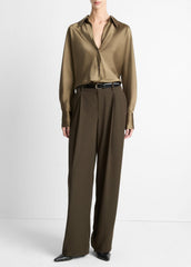 Silk Bias Long-Sleeve Blouse in Long Sleeve - CYPRESS