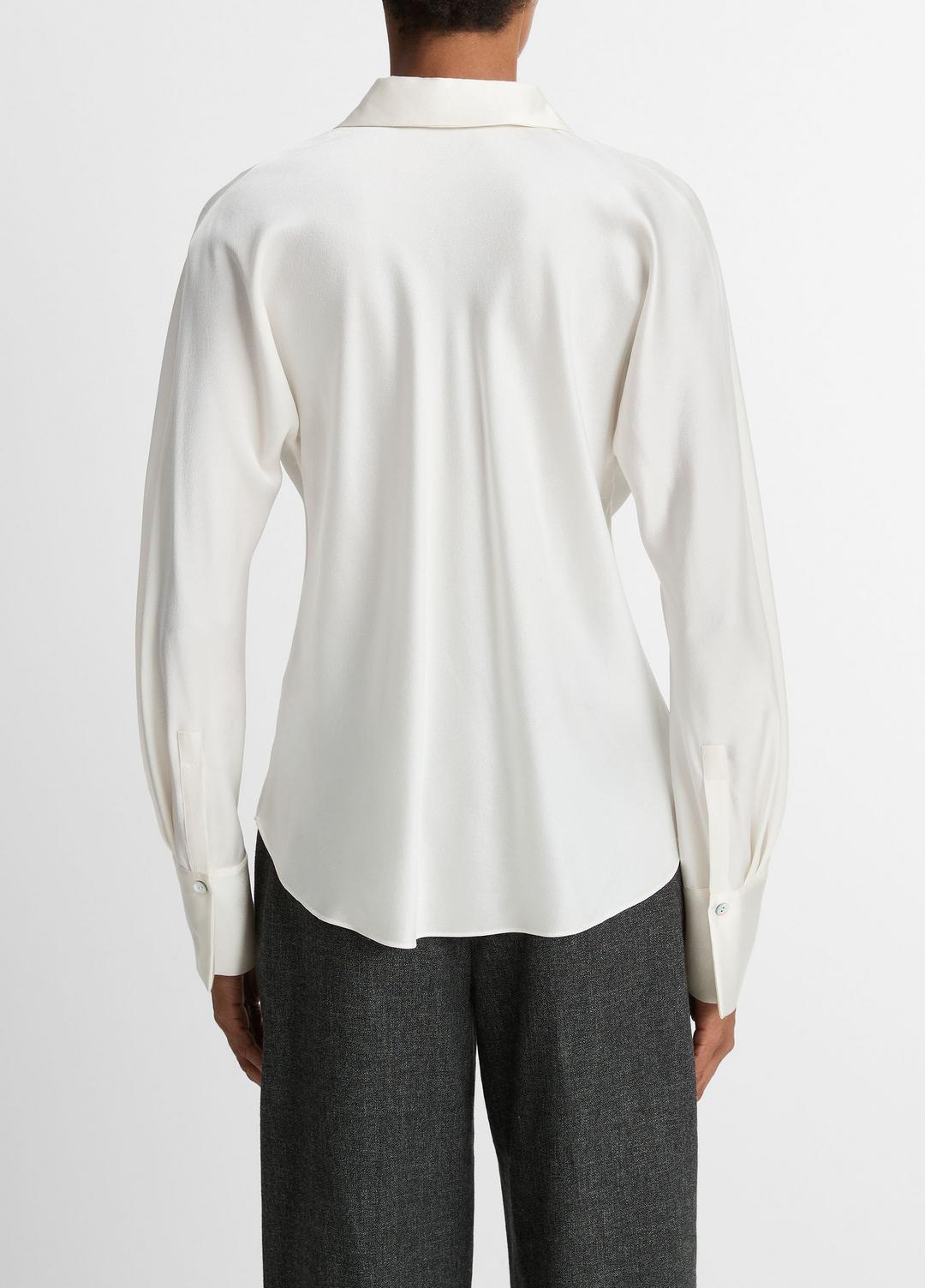 Silk Bias Long-Sleeve Blouse in Long Sleeve - OFF WHITE