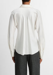 Silk Bias Long-Sleeve Blouse in Long Sleeve - OFF WHITE