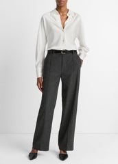 Silk Bias Long-Sleeve Blouse in Long Sleeve - OFF WHITE