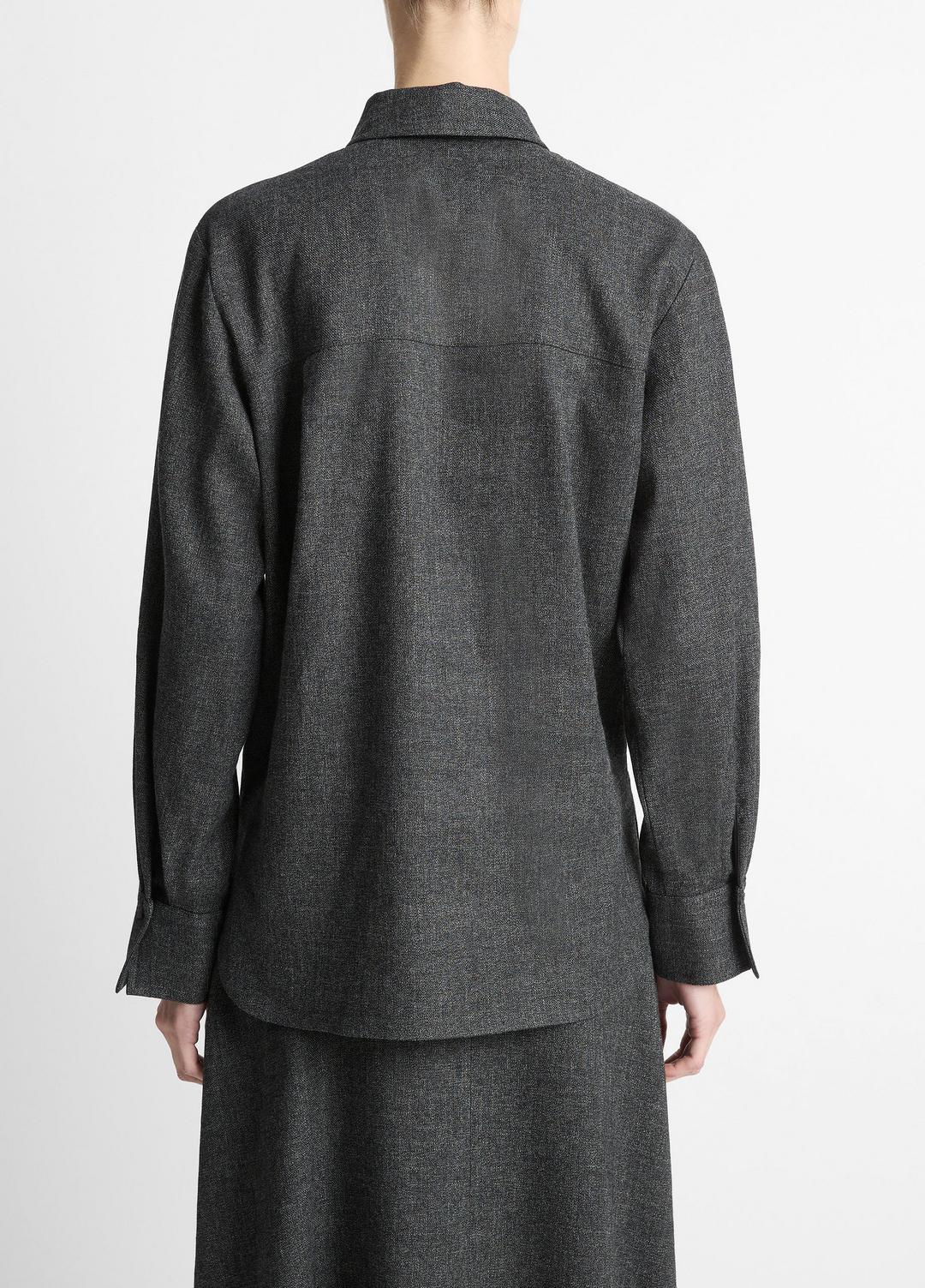 Italian Jaspe Relaxed Button-Front Shirt in Long Sleeve - MEDIUM HEATHER GREY