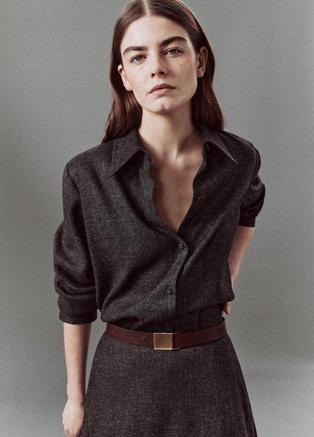 Italian Jaspe Relaxed Button-Front Shirt in Long Sleeve - MEDIUM HEATHER GREY