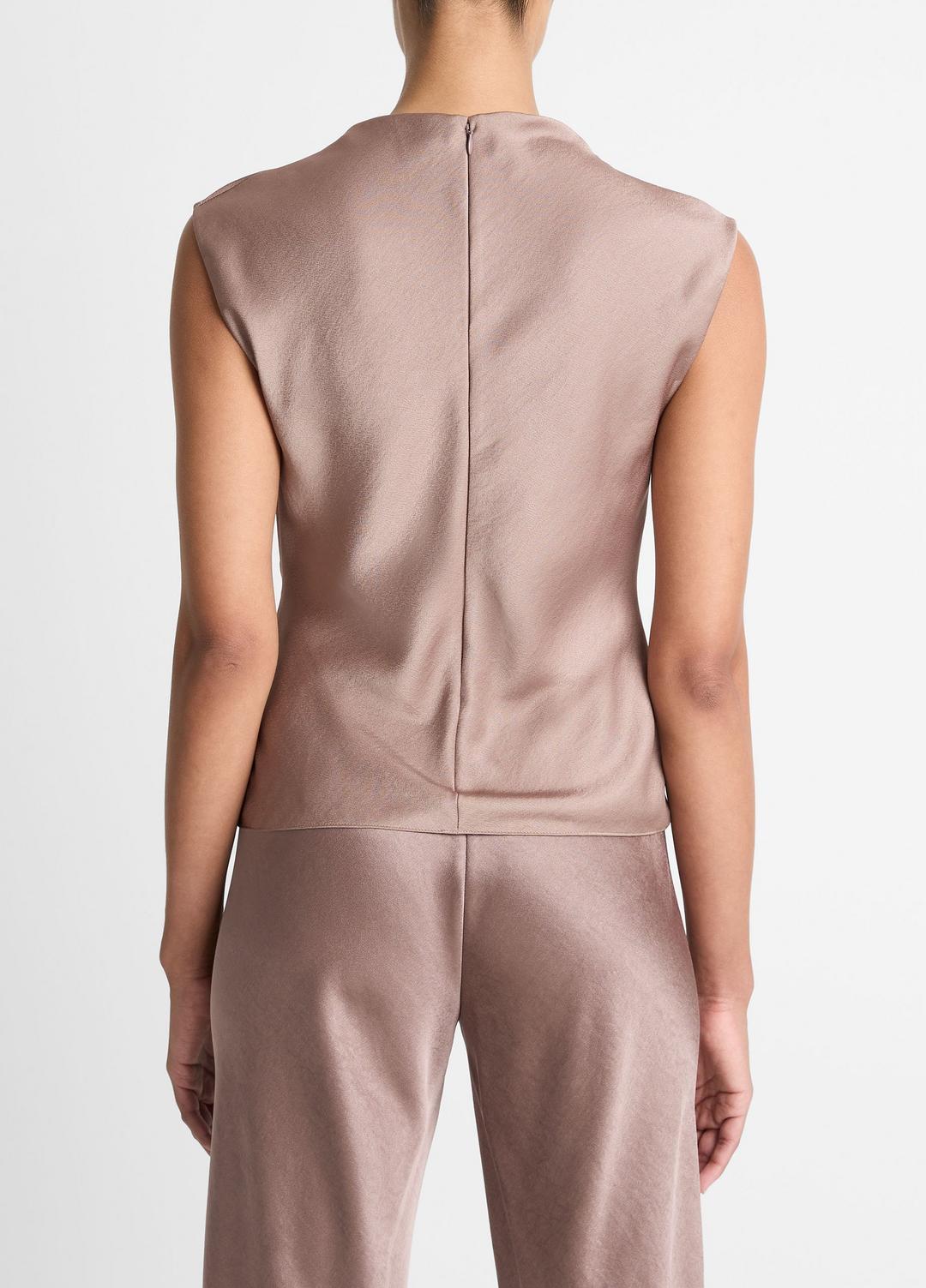 Satin Draped Cowl-Neck Top in Tank Tops - MAUVE LILAC