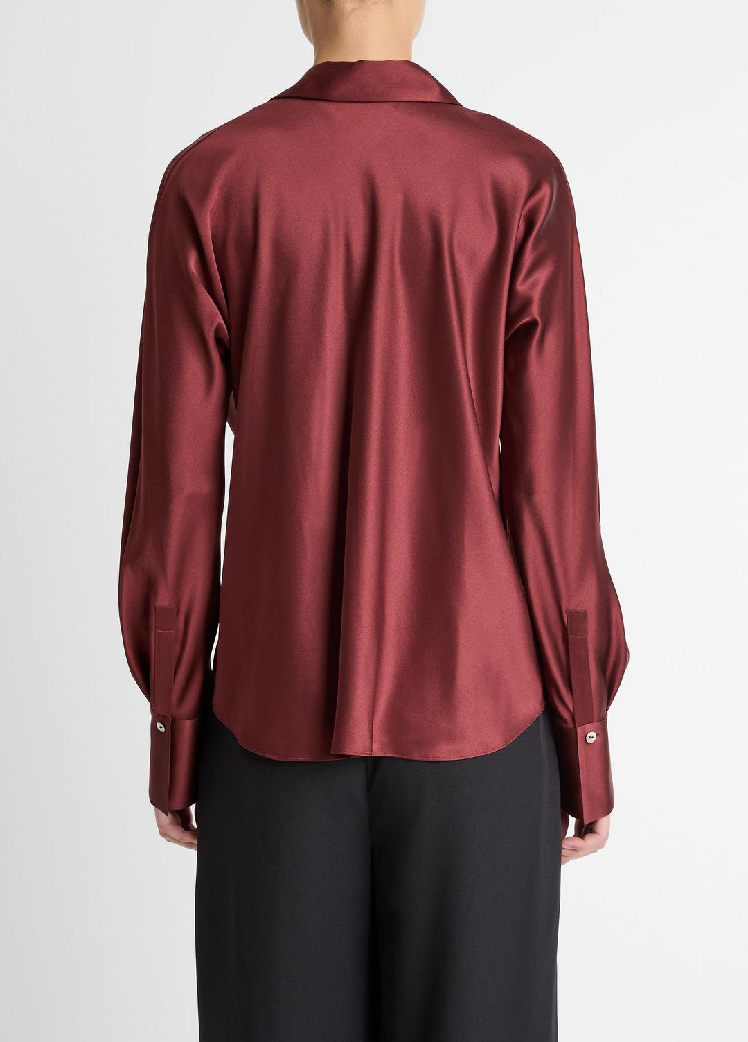Silk Bias Long-Sleeve Blouse in Long Sleeve - BORDEAUX