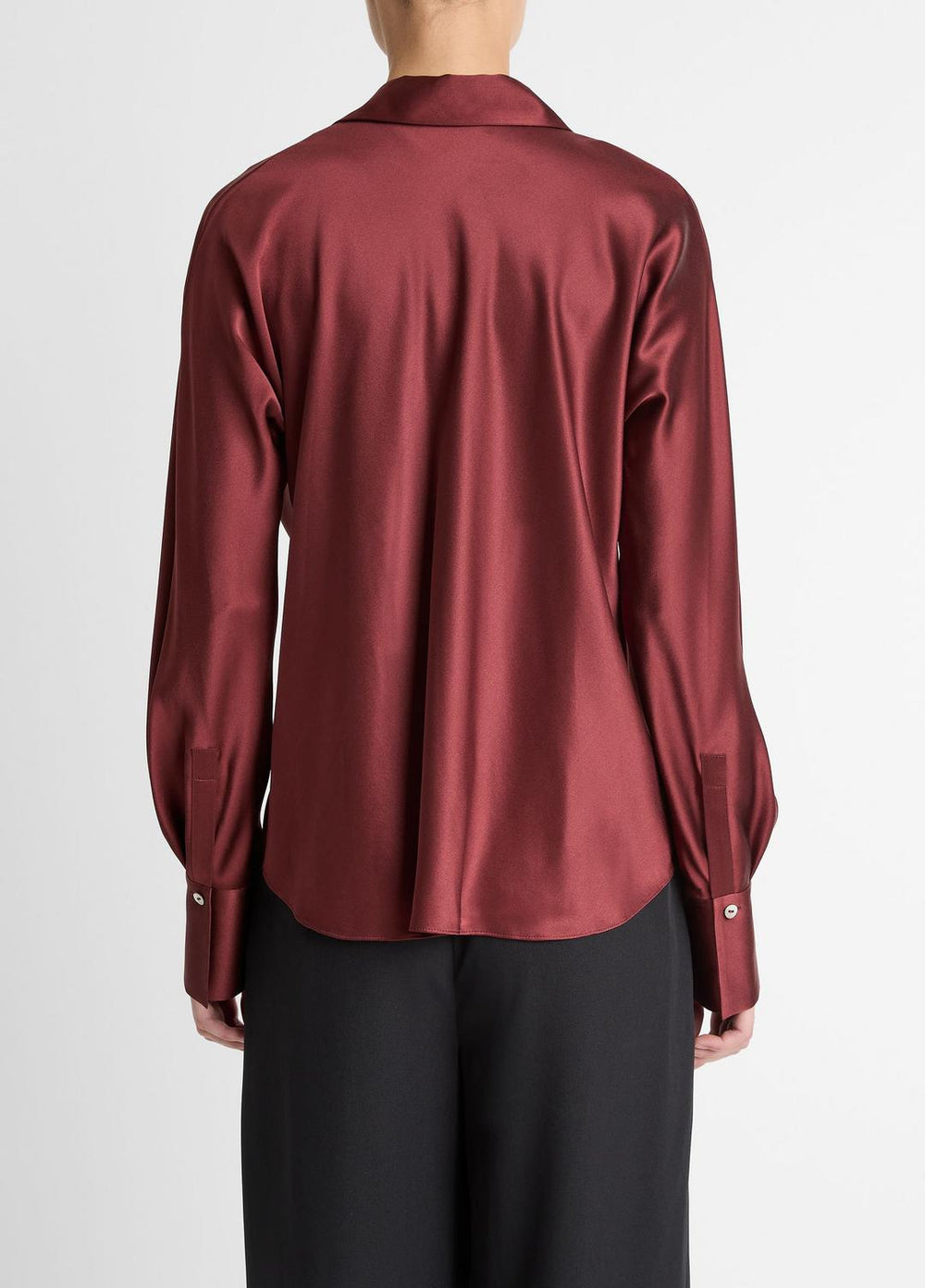 Silk Bias Long-Sleeve Blouse in Long Sleeve - BORDEAUX