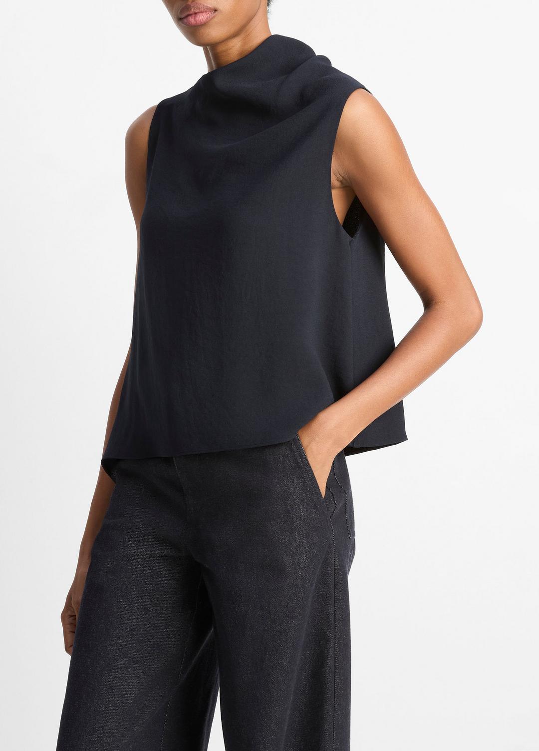 Asymmetrical Draped A-Line Top in Tank Tops - COASTAL BLUE