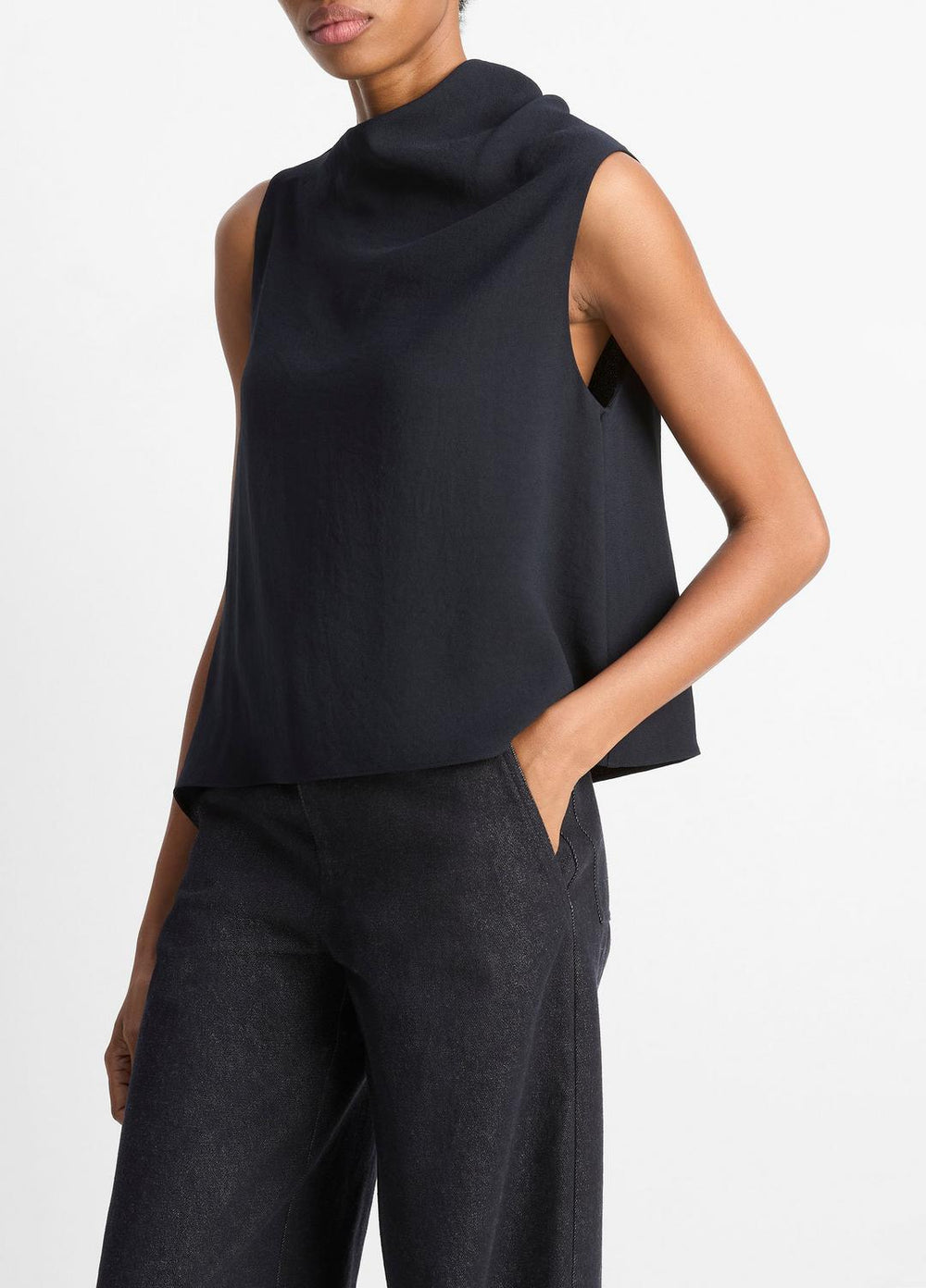 Asymmetrical Draped A-Line Top in Tank Tops - COASTAL BLUE