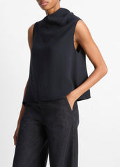 Asymmetrical Draped A-Line Top in Tank Tops - COASTAL BLUE