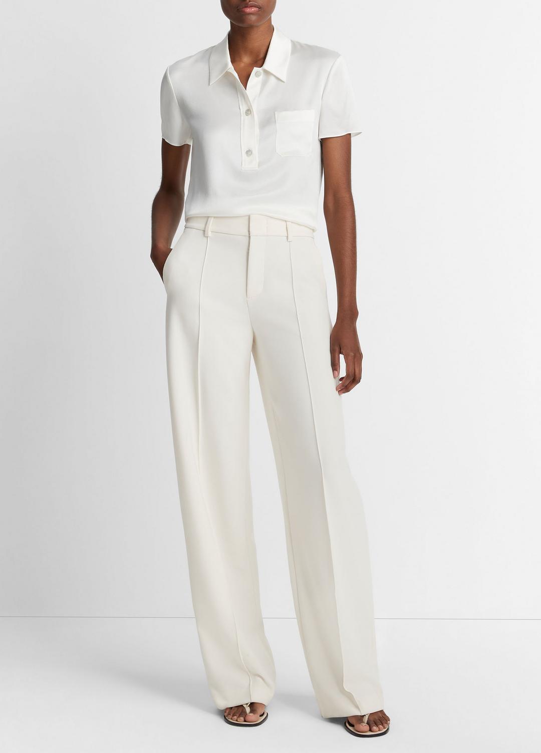 Silk Short-Sleeve Polo Shirt in Short Sleeve - OFF WHITE