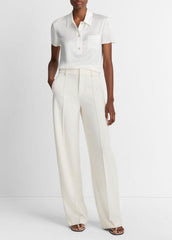 Silk Short-Sleeve Polo Shirt in Short Sleeve - OFF WHITE