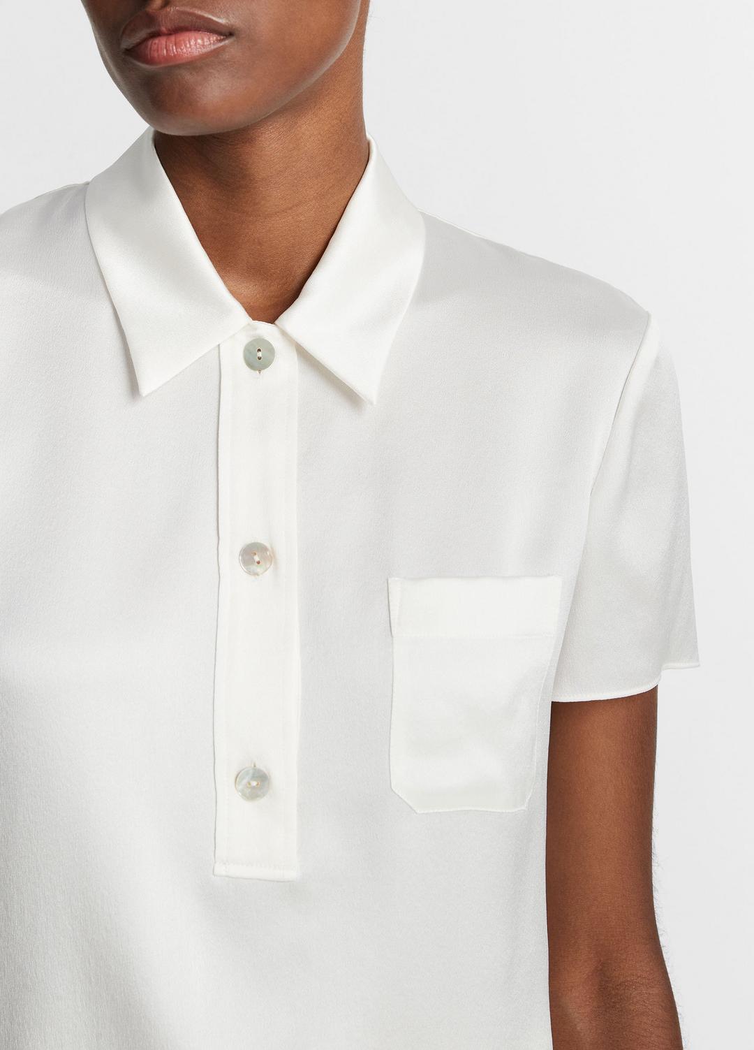 Silk Short-Sleeve Polo Shirt in Short Sleeve - OFF WHITE