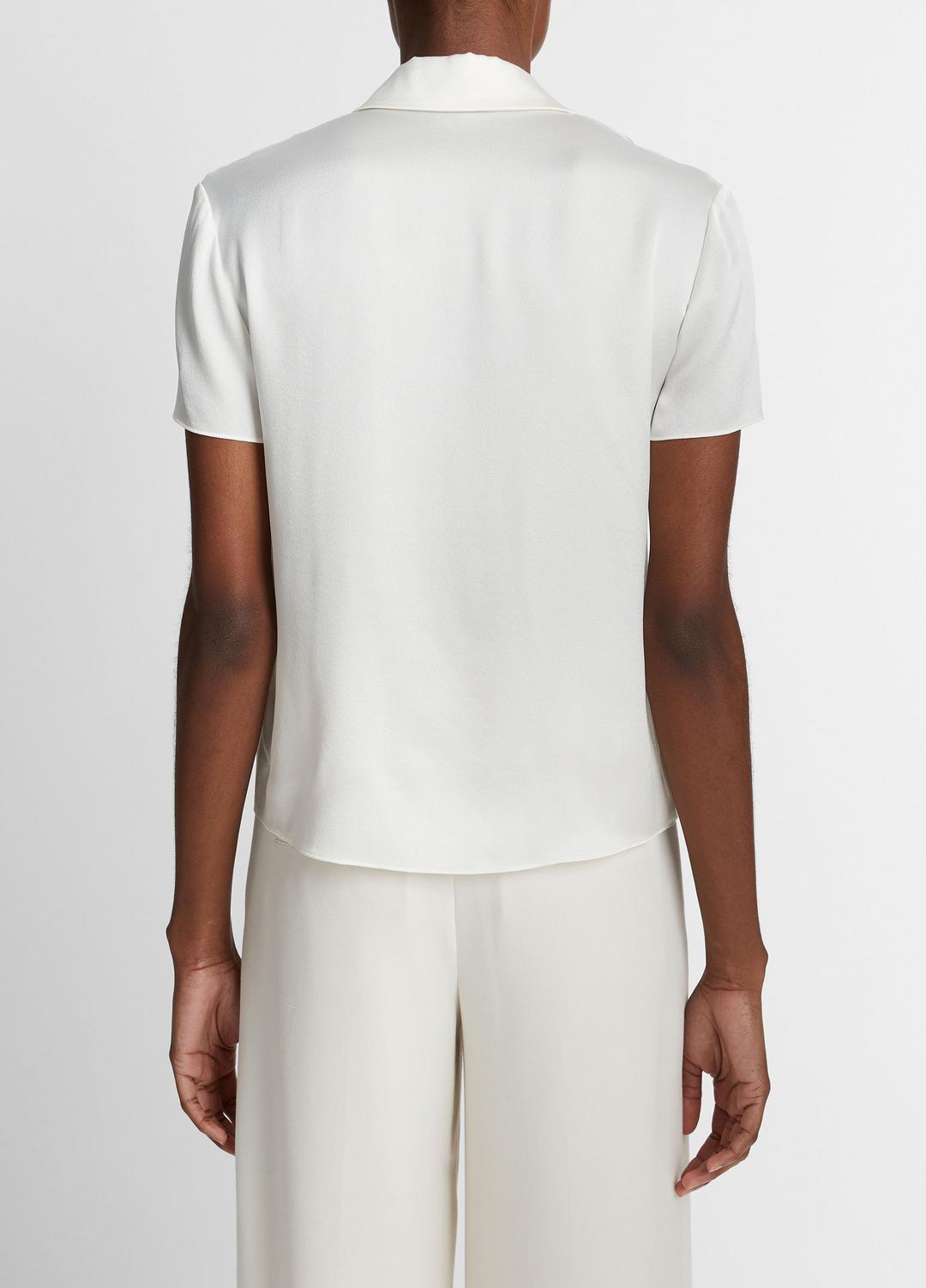 Silk Short-Sleeve Polo Shirt in Short Sleeve - OFF WHITE