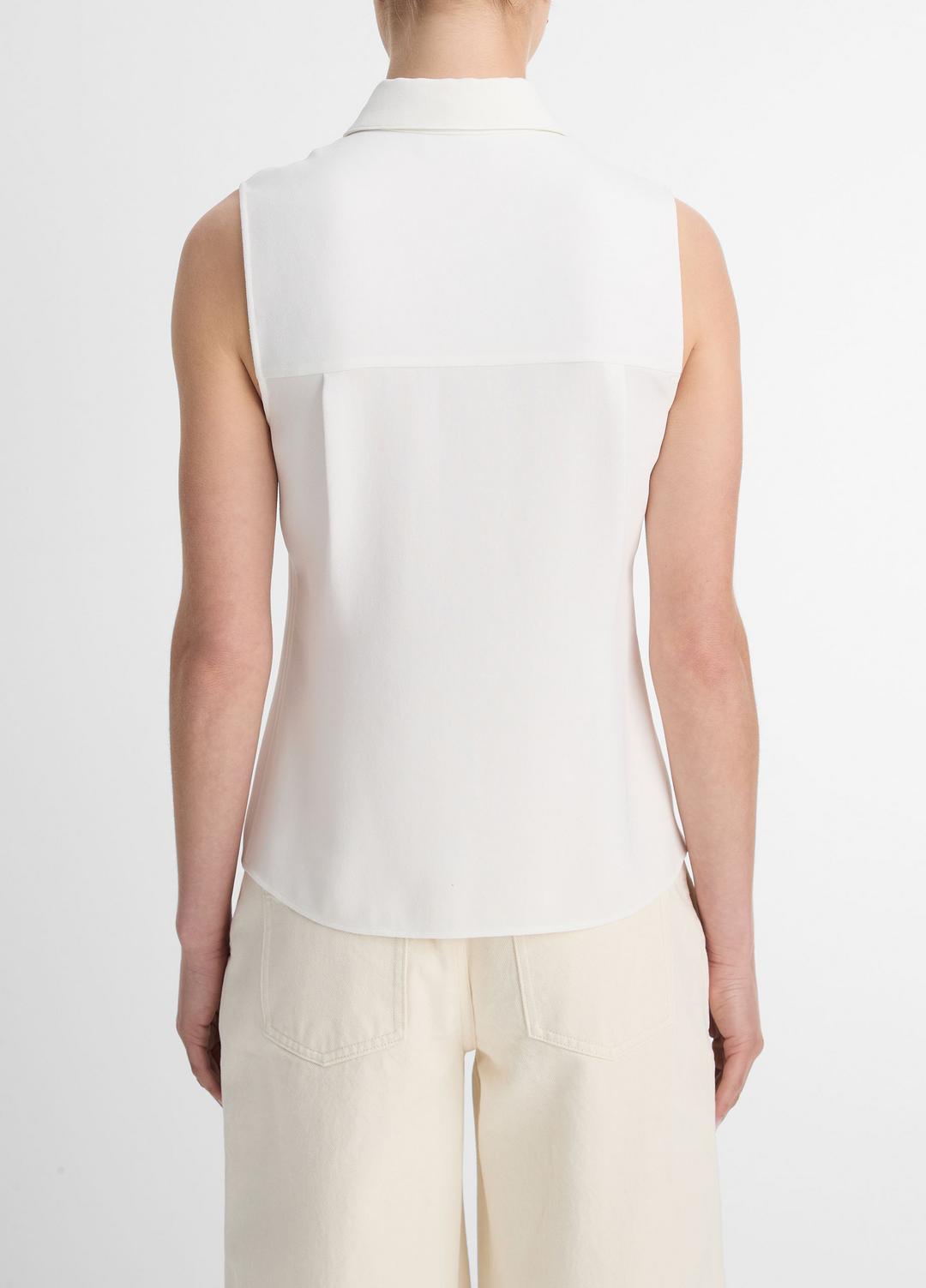 Sleeveless Button-Front Shirt in Short Sleeve - OFF WHITE
