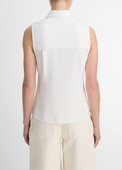 Sleeveless Button-Front Shirt in Short Sleeve - OFF WHITE