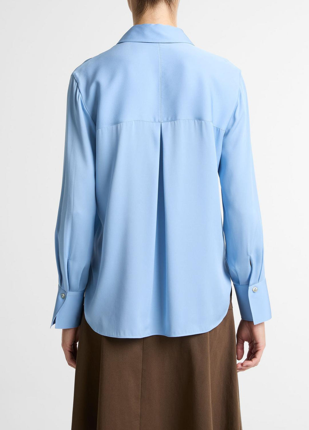 Stretch-Silk Button-Front Blouse in Long Sleeve - HYDRA