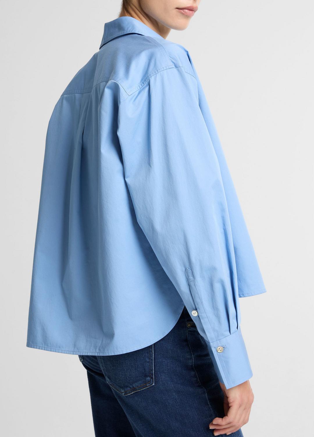 Cotton Cropped Button-Front Shirt  in Long Sleeve - HYDRA