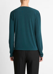 Matte Jersey Cowl-Neck Top in Long Sleeve - JUNIPER