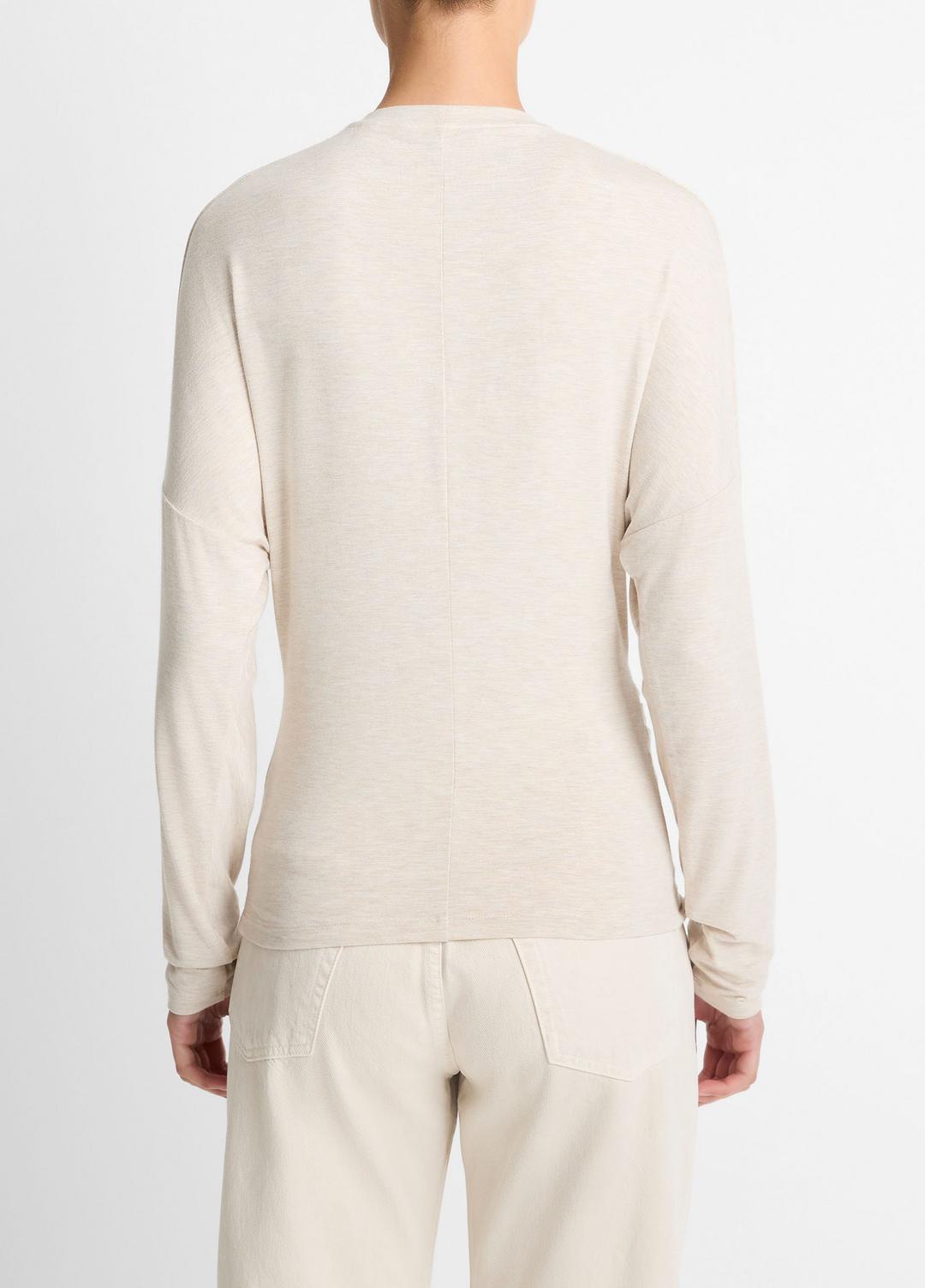 Fixed-Drape Long-Sleeve T-Shirt in Long Sleeve - HEATHER CREAM OAT