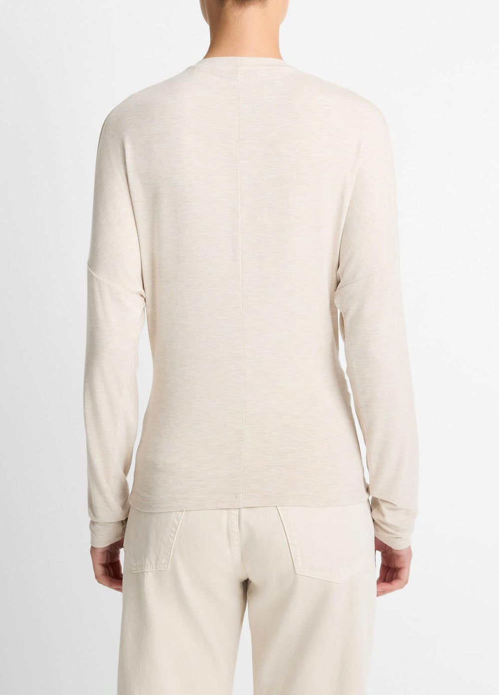 Fixed-Drape Long-Sleeve T-Shirt in Long Sleeve - HEATHER CREAM OAT