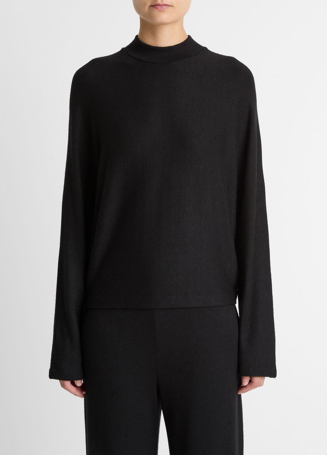 Cozy Dolman-Sleeve Mock-Neck Top in Long Sleeve - BLACK