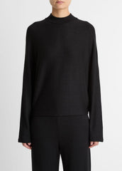 Cozy Dolman-Sleeve Mock-Neck Top in Long Sleeve - BLACK